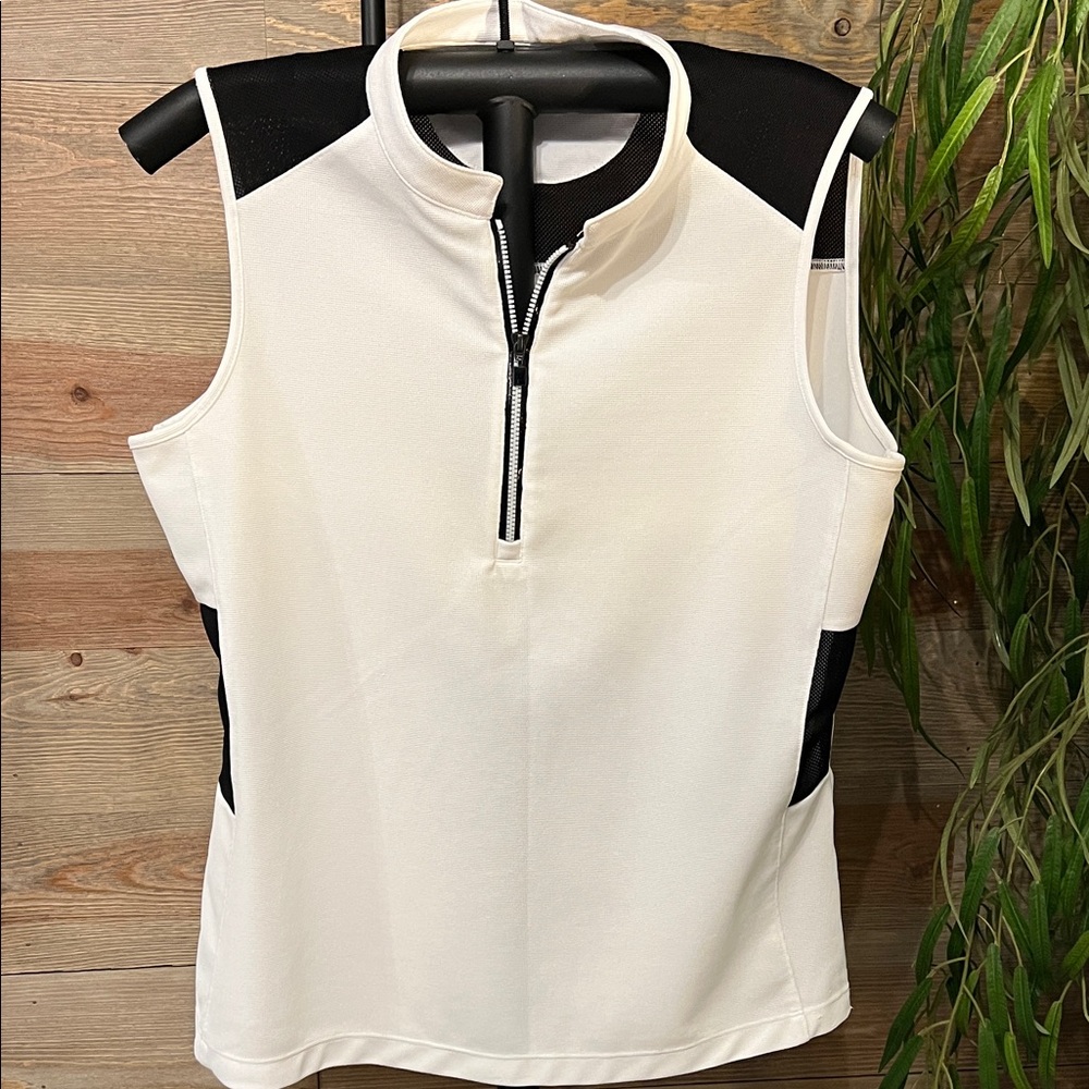 EP Pro Black and White Sleeveless 1/4 Zip Top